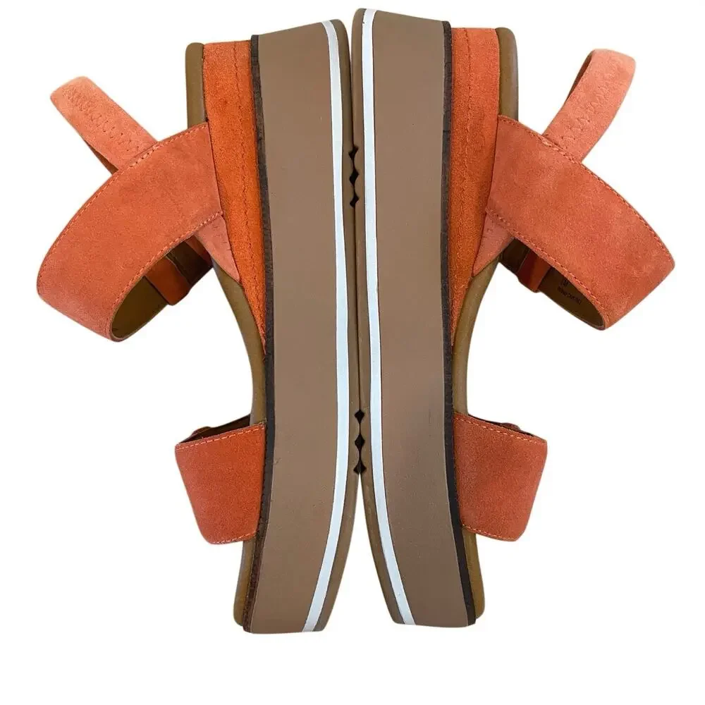 Caslon Briana Flaw Orange Suede Platform Wedge Slingback Sandals Womens 8M